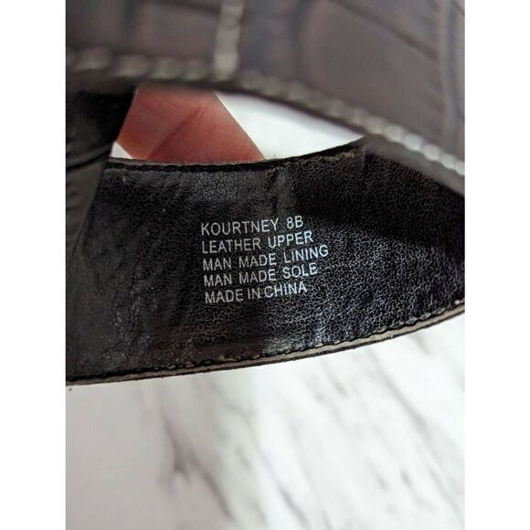 Chaps Women's Black Leather 3" Heel Croc Embossed Slide Kourtney Sandal Size 8 - Picture 8 of 12